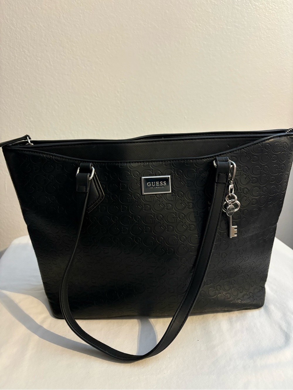 Guess Black Tote with Signature Logo and Key Charm